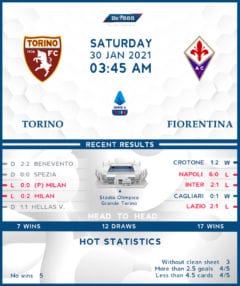 Torino vs  Fiorentina 30/01/21